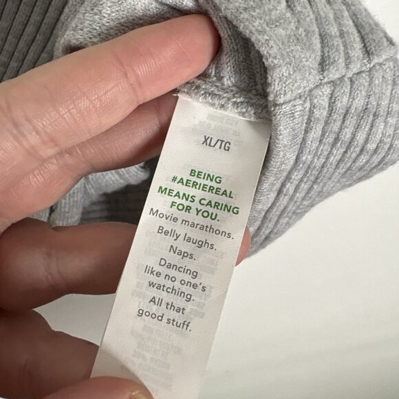 Aerie Women XL Gray Ribbed Knit Wool Blend Crop Cross Front Sweater Tank Top NWT - Picture 8 of 10